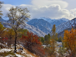Fototapeta na wymiar Issyk river bed, Almaty, Kazakhstan
