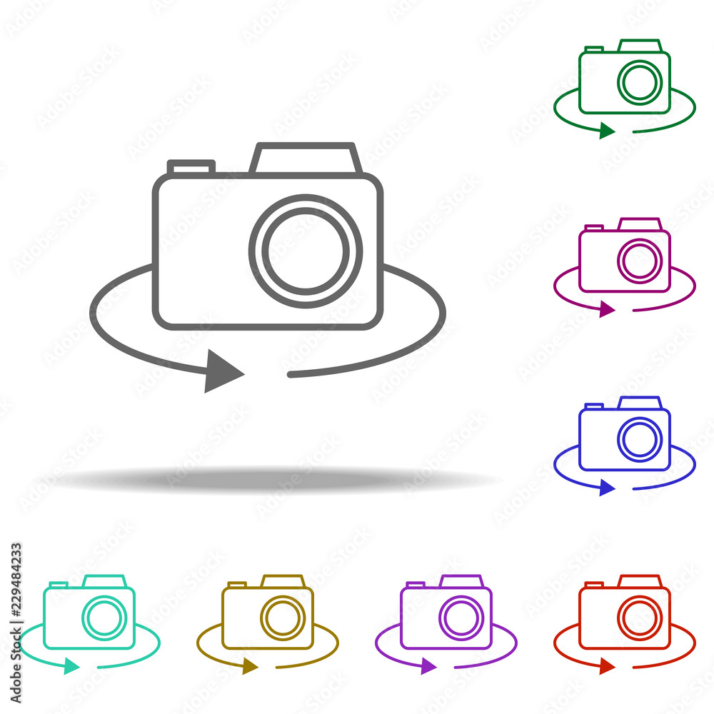 Poster rotate camera icon. Elements of photography in multi color style icons. Simple icon for websites, web design, mobile app, info graphics