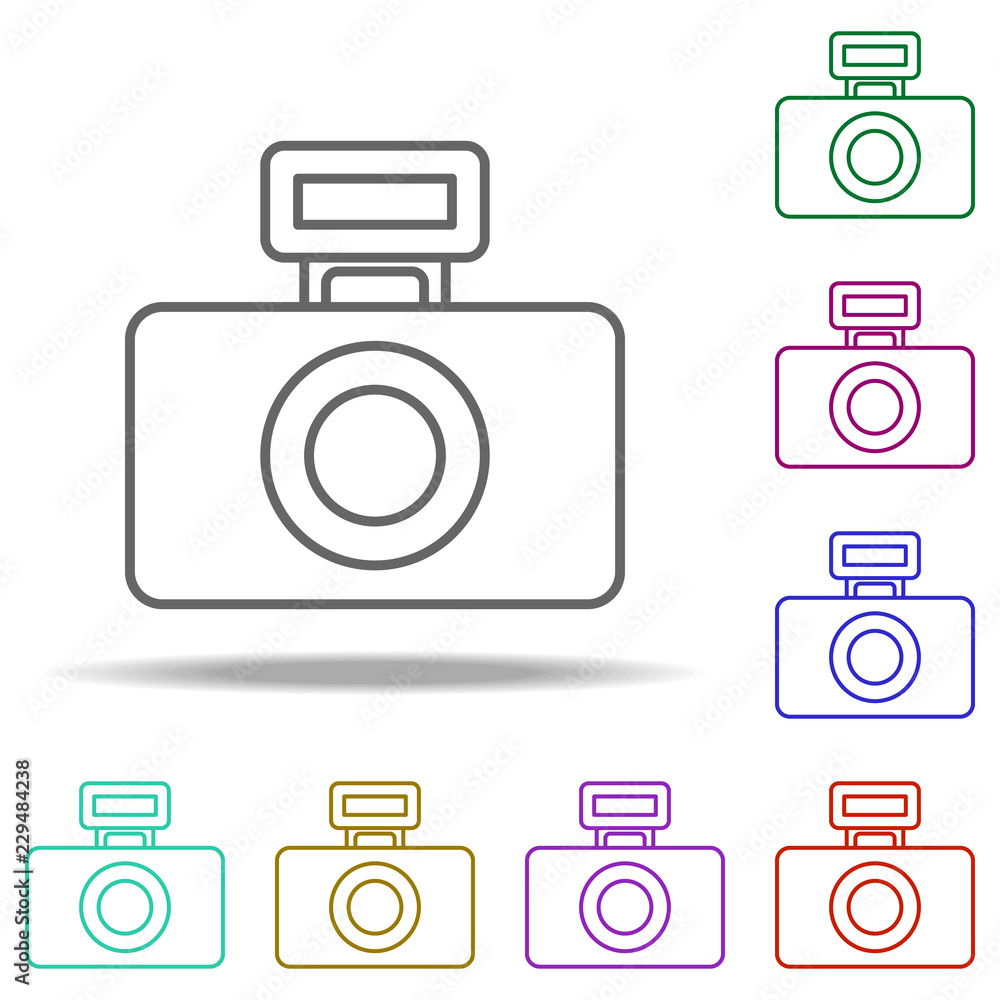 Poster camera flash icon. elements of photography in multi color style icons. simple icon for websites, web