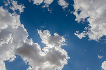Gray clouds and blue sky.
