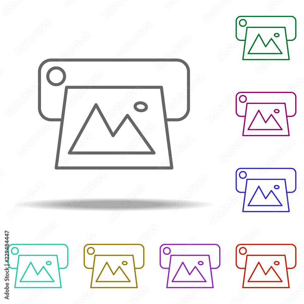 Aufkleber printer icon. elements of photography in multi color style icons. simple icon for websites, web desi