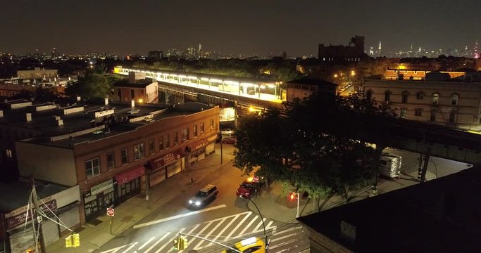 Aerial Of Ridgewood, Queens At Night