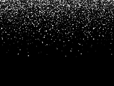 Falling white snowflakes isolated on dark background. Snow background.