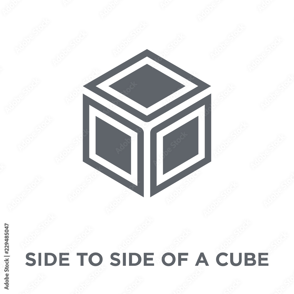 Poster side to side of a cube icon from geometry collection.