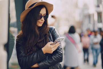 girl with phone in istanbul