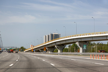 Fragment of the E 105 motorway in St. Petersburg