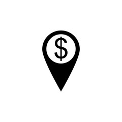 Pin with dollar sign icon. Element of business. Premium quality graphic design icon. Signs and symbols collection icon for websites, web design, mobile app