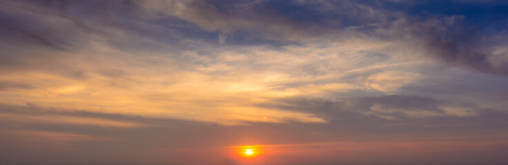 Colorful twilight sky in the early morning before sunrise with dramatic cloud.