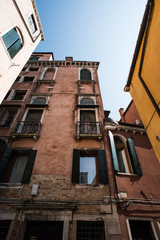 Colored buildings of Venice against the sky