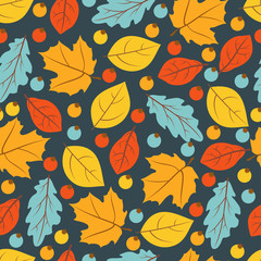 Leaf Foliage Autumn Fall Season Seamless Pattern Repeatable