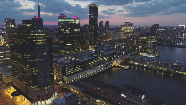Aerial of Jersey City, New Jersey at Night