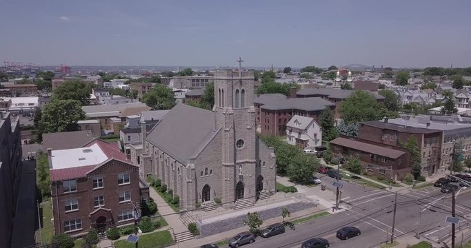 Aerial of a Church in Jersey City, New Jersey