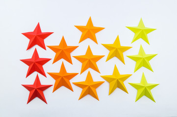 star made of paper the color of red orange yellow