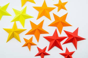 star made of paper the color of red orange yellow