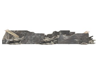 Ruined Building Isolated On White 3D Illustration