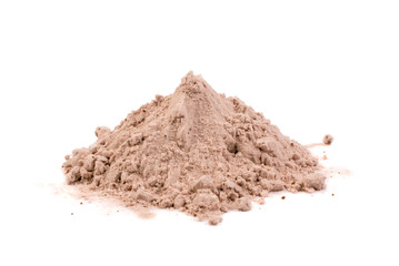 Fototapeta na wymiar Whey cocoa protein powder for brown fitness shake isolated