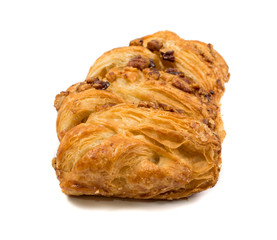 Sweet braided puff pastry isolated or pate feuilletee
