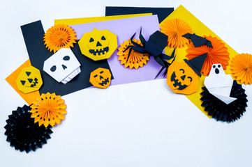 Origami Halloween. Copy spase. White background