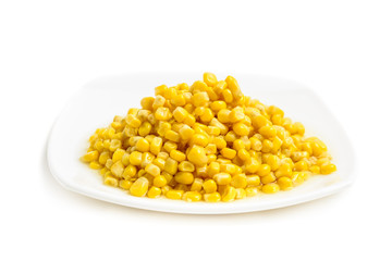 Corn on white plate