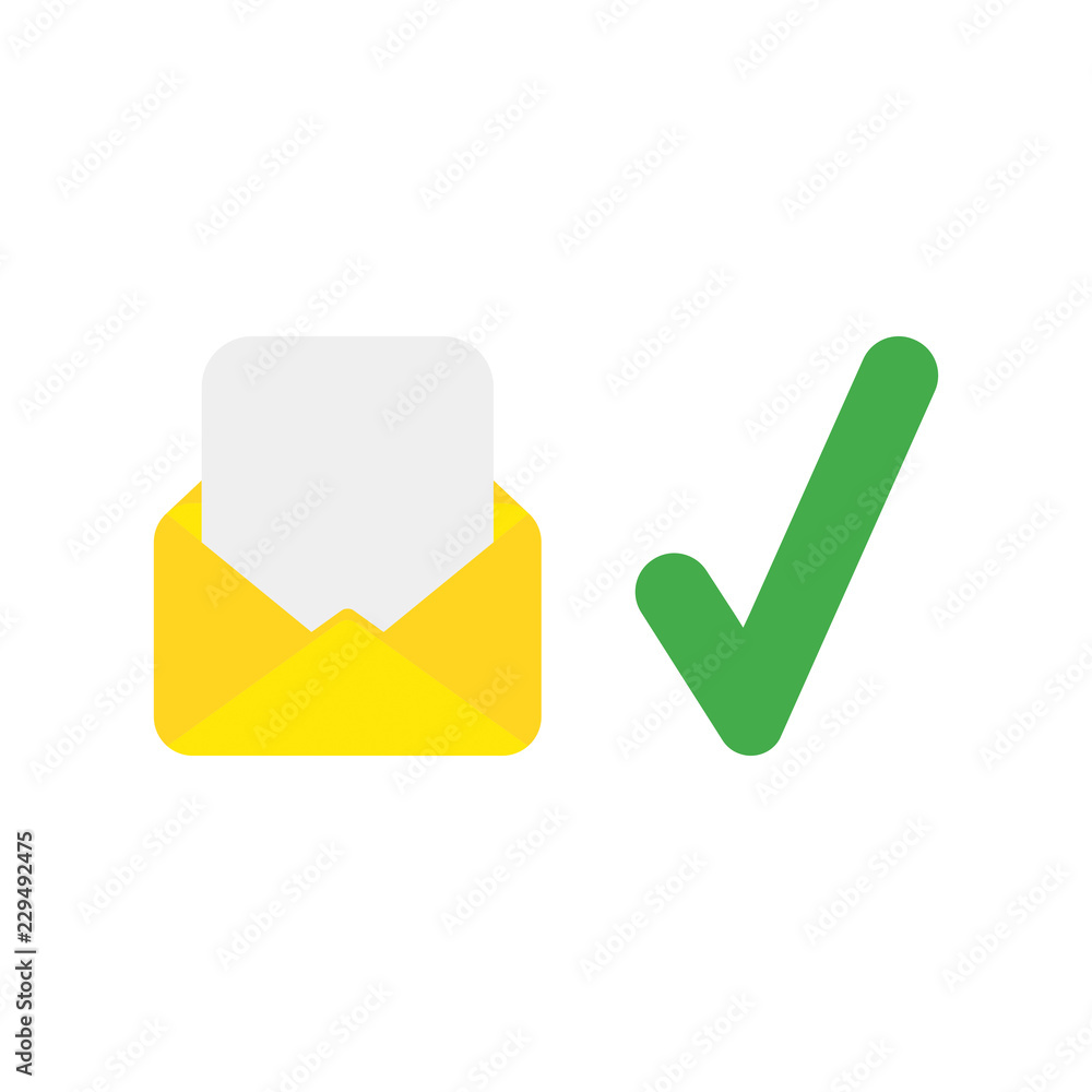 Aufkleber vector icon concept of mail envelope and blank paper with check mark