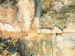 Texture, background, wall of large natural, untreated stones