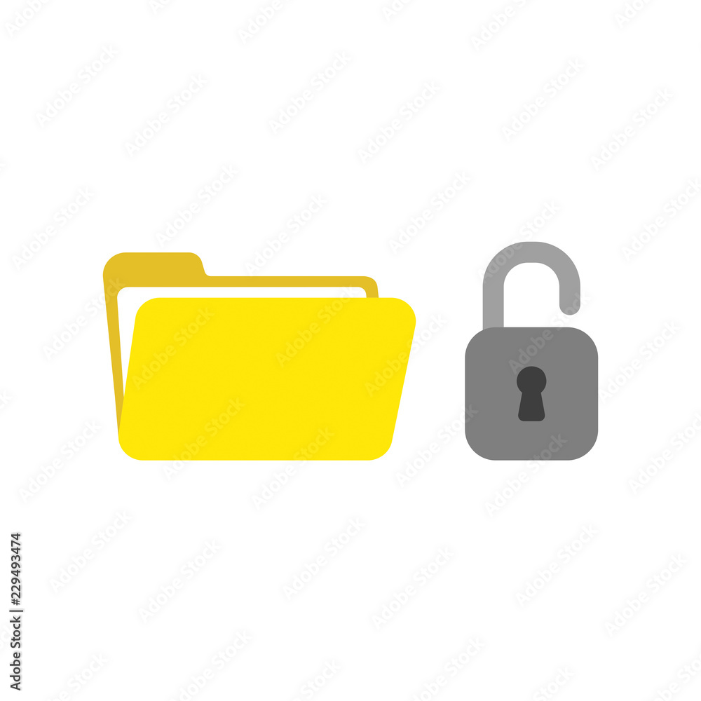 Aufkleber vector icon concept of opened file folder with padlock