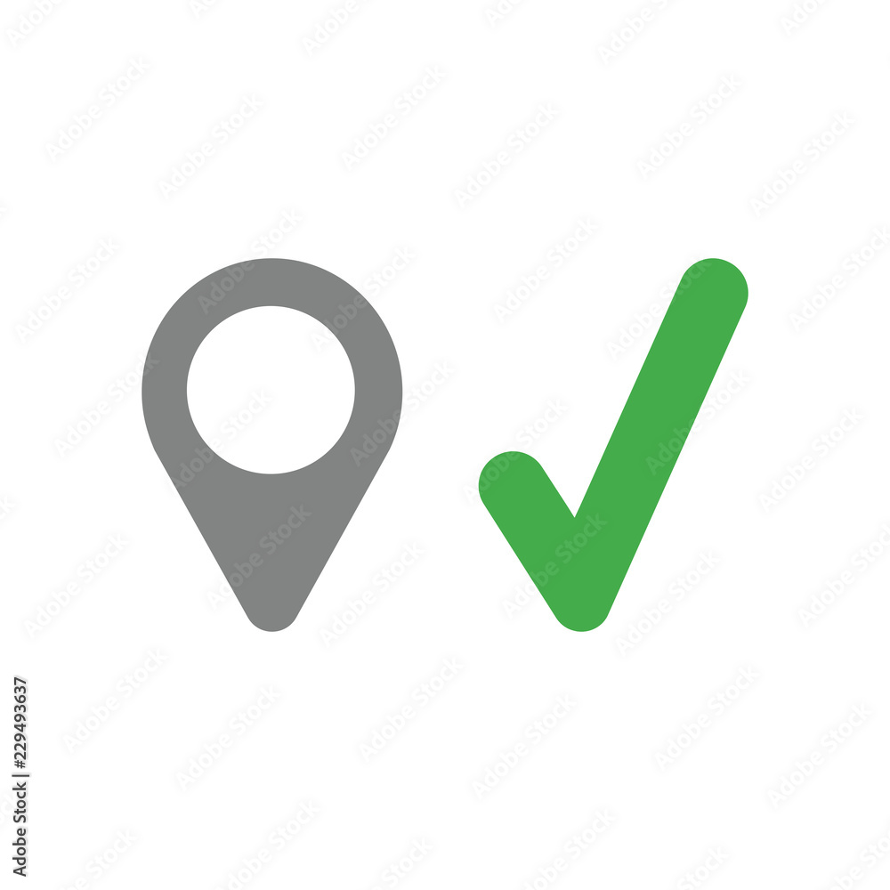 Aufkleber vector icon concept of map pointer with check mark
