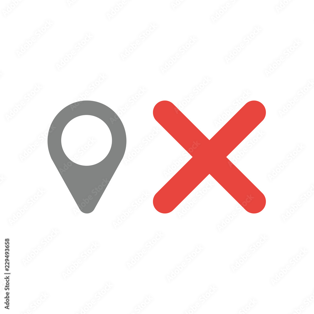 Poster vector icon concept of map pointer with x mark