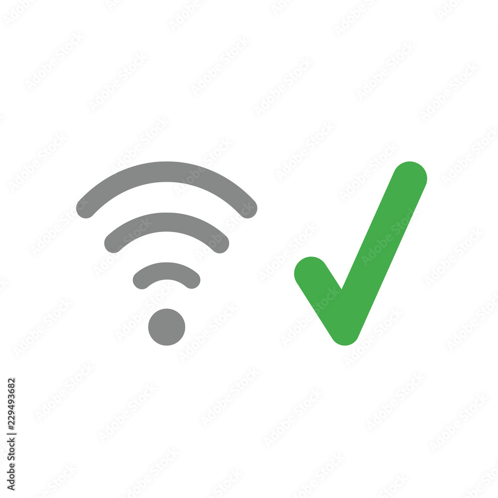 Poster vector icon concept of wireless wifi symbol with check mark