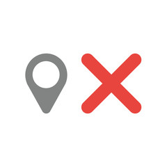Obraz premium Vector icon concept of map pointer with x mark