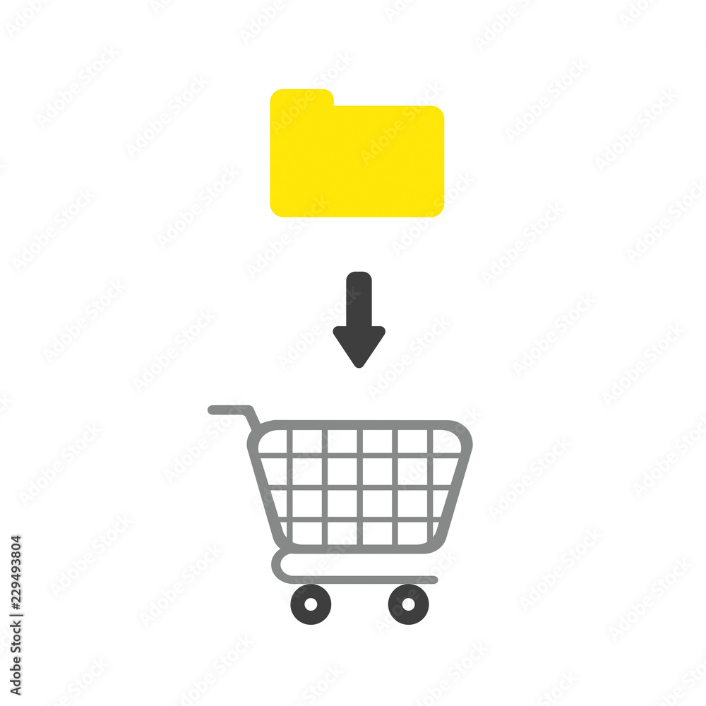 Poster vector icon concept of closed file folder into shopping cart