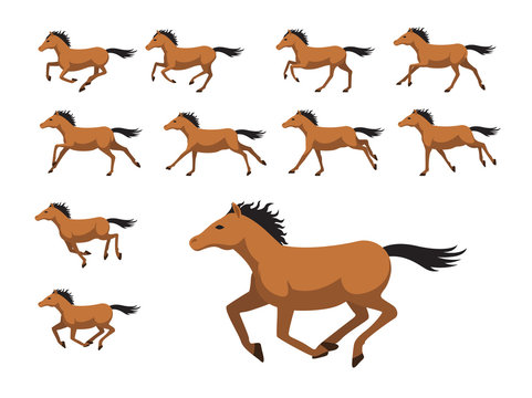 Animation Sequence Horse Running Cartoon Vector Illustration Stock Vector |  Adobe Stock