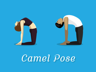 Manga Style Cartoon Yoga Camel Pose