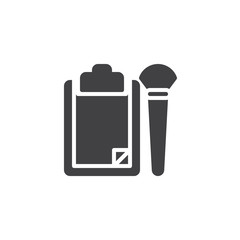 Paper Clipboard and brush vector icon. filled flat sign for mobile concept and web design. Forensics equipment simple solid icon. Symbol, logo illustration. Pixel perfect vector graphics