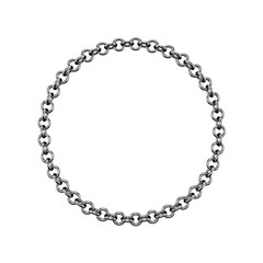 Metal chain. Isolated on white background. Circle frame.