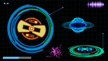 Futuristic HUD interface elements. Digital illustration.