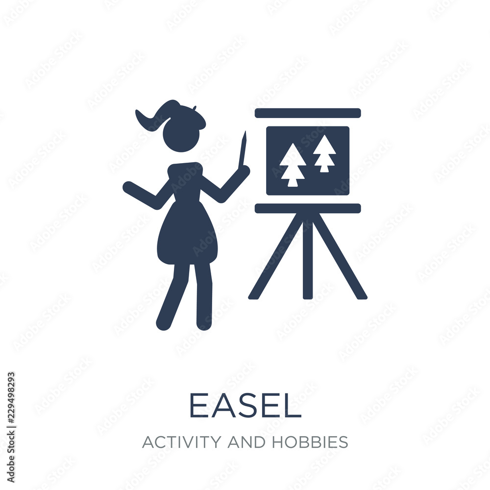 Poster easel icon. trendy flat vector easel icon on white background from activity and hobbies collection