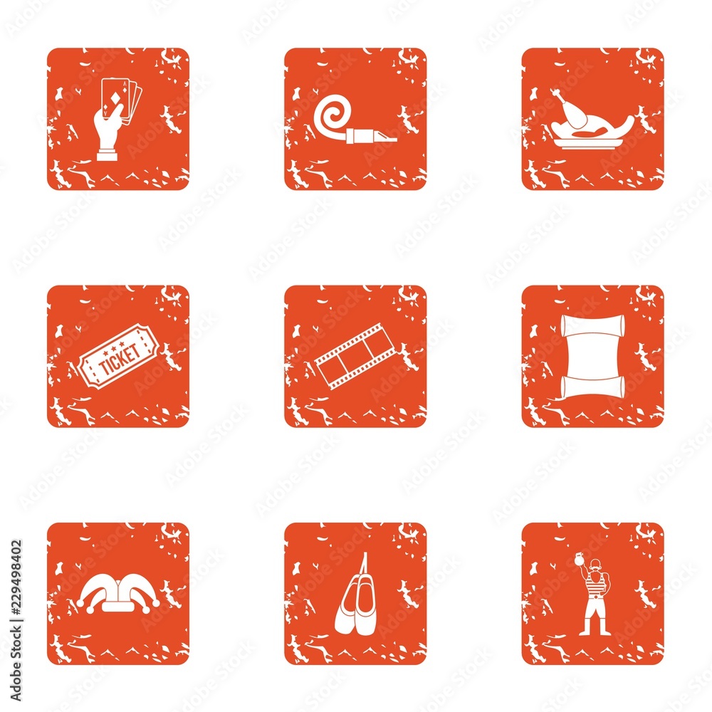 Poster dancer icons set. grunge set of 9 dancer vector icons for web isolated on white background