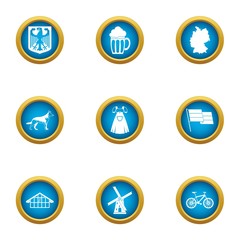 Teuton icons set. Flat set of 9 teuton vector icons for web isolated on white background