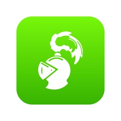 Warrior knight helmet icon green vector isolated on white background