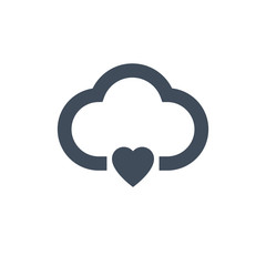 heart cloud icon, ve ctor illustration isolated on clean background.