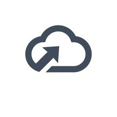 Computer Cloud Storage upload information vector Icon with arrow. vector Illustration.