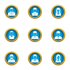 Representative icons set. Flat set of 9 representative vector icons for web isolated on white background