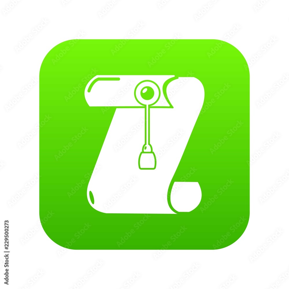 Poster manuscript and seal message icon green vector isolated on white background