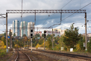 electrified railway in a populated area