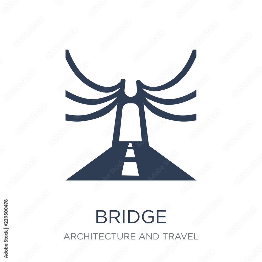 Poster bridge icon. trendy flat vector bridge icon on white background from architecture and travel collect