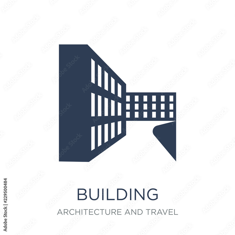Poster building icon. trendy flat vector building icon on white background from architecture and travel col