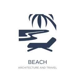 Beach icon. Trendy flat vector Beach icon on white background from Architecture and Travel collection