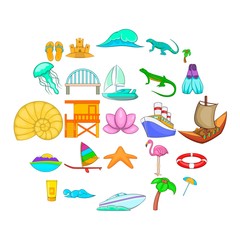 Maritime icons set. Cartoon set of 25 maritime vector icons for web isolated on white background