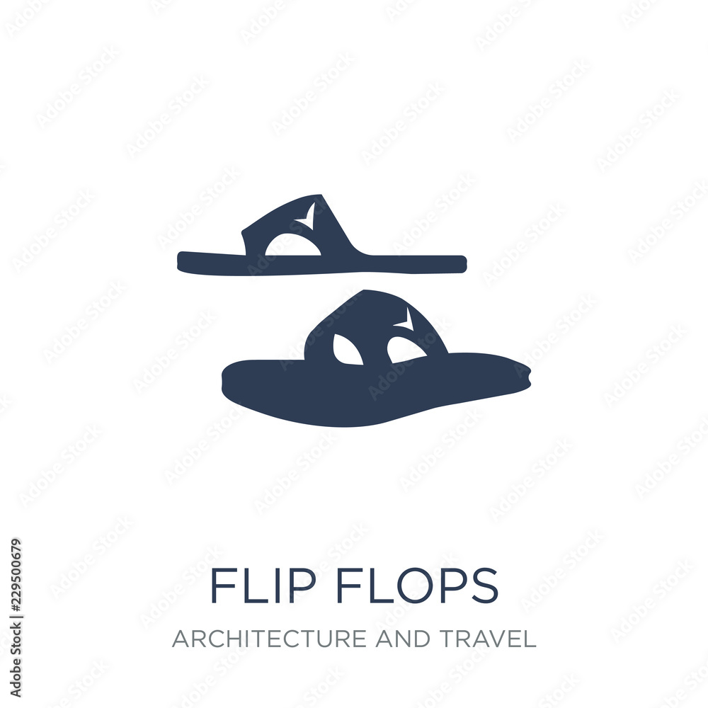 Poster flip flops icon. trendy flat vector flip flops icon on white background from architecture and travel